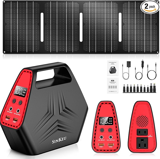 Sinkeu Solar Generator with 40W Foldable Panels