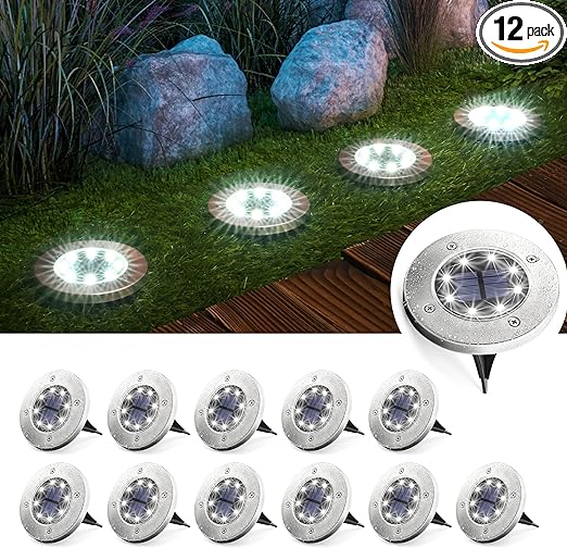 GIGALUMI Solar Ground Lights 12 Pack