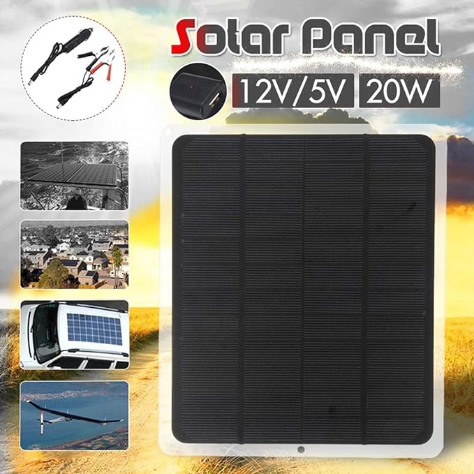 Solar Power Charger 12V 20W Monocrystalline panel