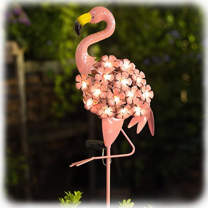 HOMEIMPRO Solar Flamingo Garden Lights