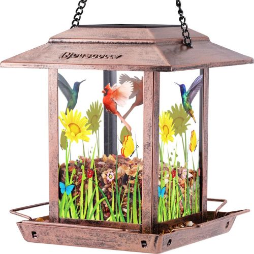 Solar Metal Bird Feeder for Outdoors