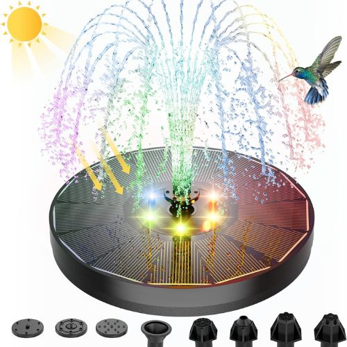 ALUKIKI Solar Powered Fountain with LED Lights