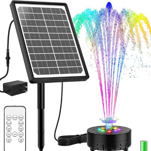 10W Solar Fountain Pump with Remote & LED Lights